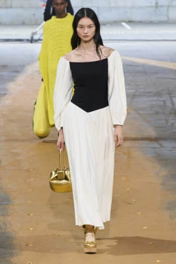 ankle length black and white dress at new york fashion week SS23