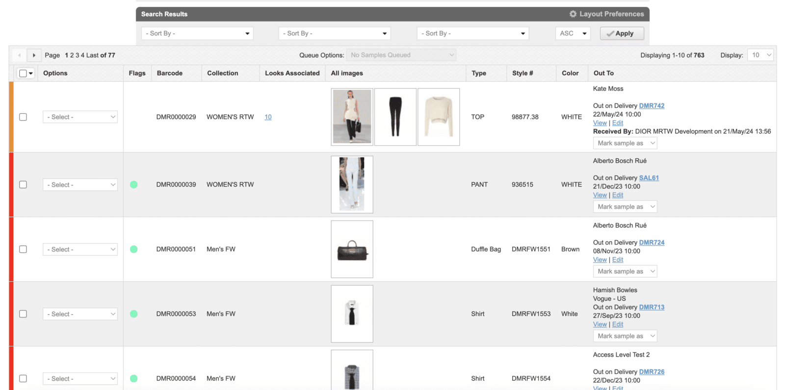 fashion sample tracking software search results